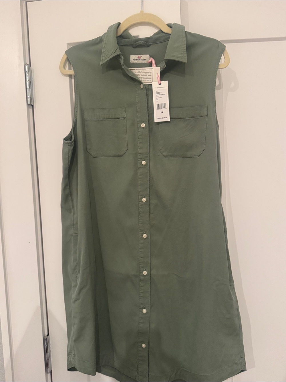 Vineyard Vines Sage Olive Sleeveless Dress